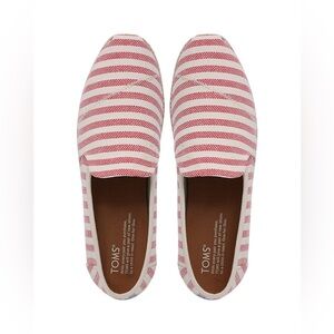 TOMS Women's Red and White Striped Shoes